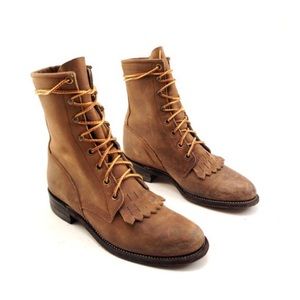 Justin brown tall lace up boots
